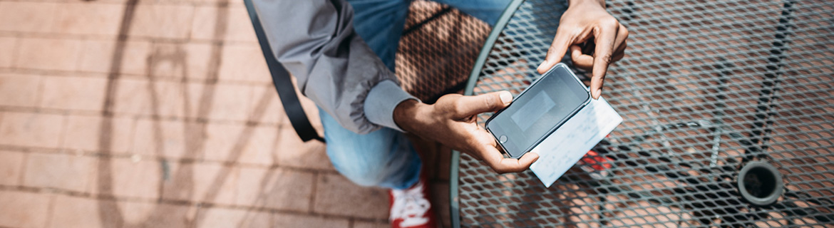 Man making a check deposit with a smartphone